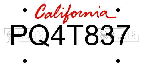 PQ4T837 California License Plate