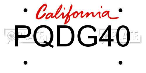 PQDG40 California License Plate