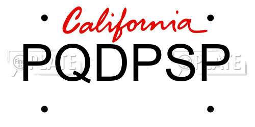 PQDPSP California License Plate