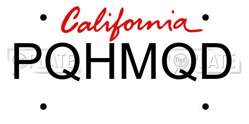PQHMQD California License Plate