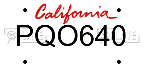 PQO640 California License Plate