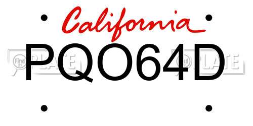 PQO64D California License Plate