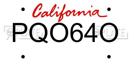 PQO64O California License Plate