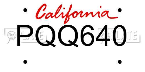 PQQ640 California License Plate