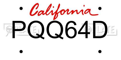 PQQ64D California License Plate