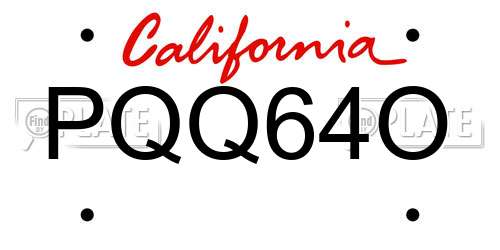 PQQ64O California License Plate