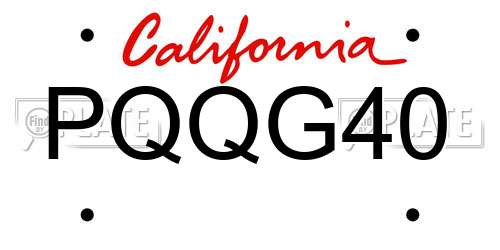 PQQG40 California License Plate