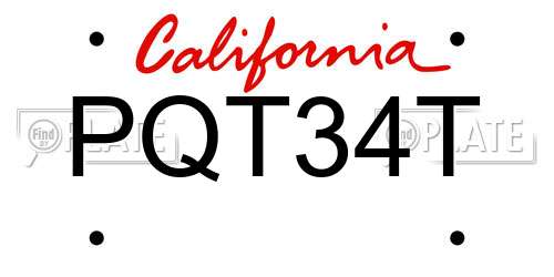 PQT34T California License Plate