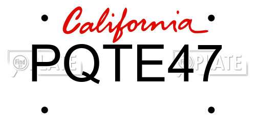 PQTE47 California License Plate