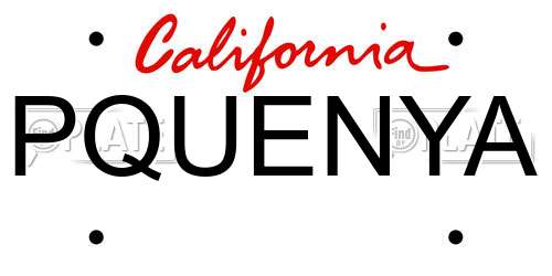PQUENYA California License Plate