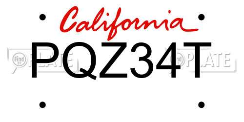 PQZ34T California License Plate