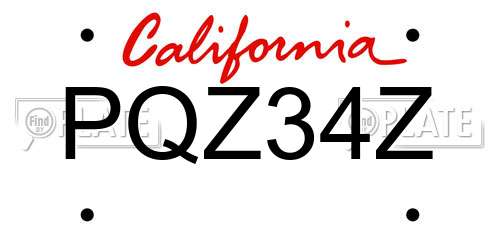 PQZ34Z California License Plate