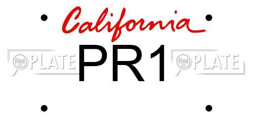 PR1 California License Plate