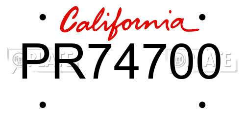 PR74700 California License Plate