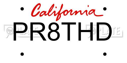 PR8THD California License Plate