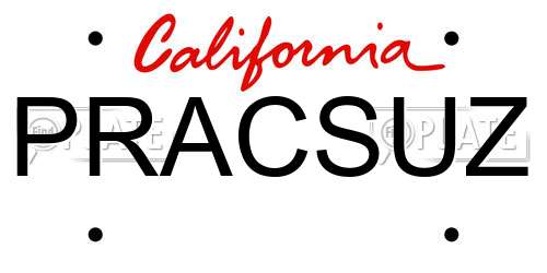 PRACSUZ California License Plate