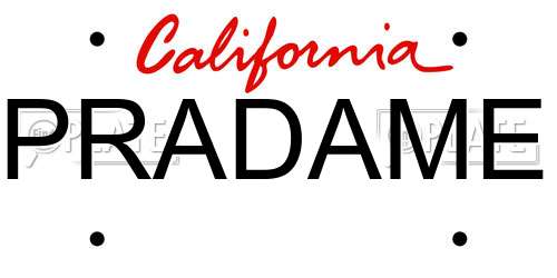 PRADAME California License Plate