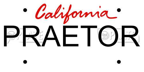 PRAETOR California License Plate