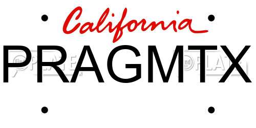 PRAGMTX California License Plate