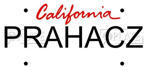 PRAHACZ California License Plate