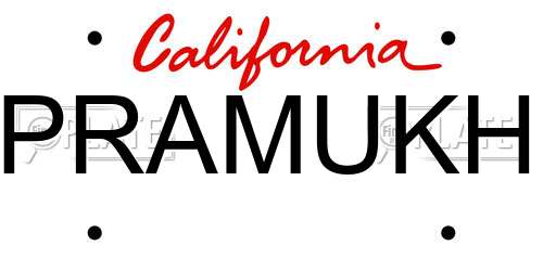PRAMUKH California License Plate