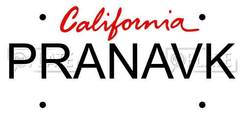 PRANAVK California License Plate