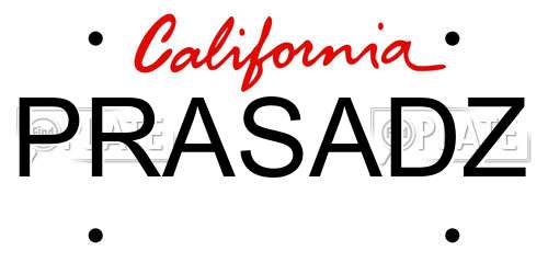PRASADZ California License Plate