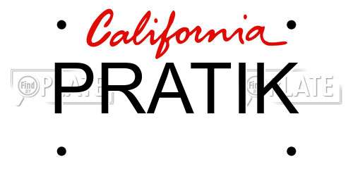 PRATIK California License Plate