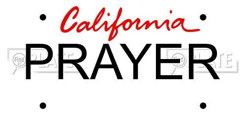 PRAYER California License Plate