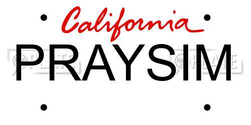 PRAYSIM California License Plate