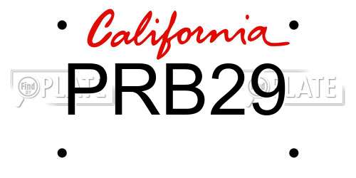 PRB29 California License Plate