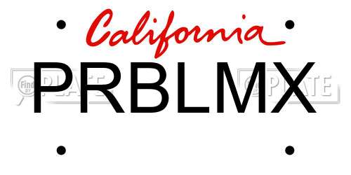 PRBLMX California License Plate