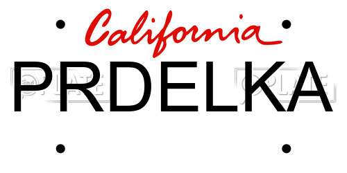 PRDELKA California License Plate