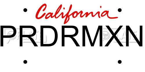 PRDRMXN California License Plate