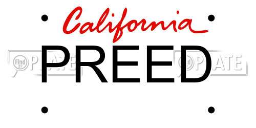 PREED California License Plate