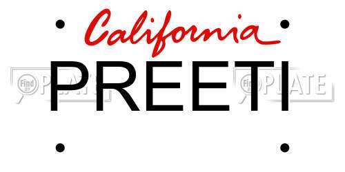 PREETI California License Plate
