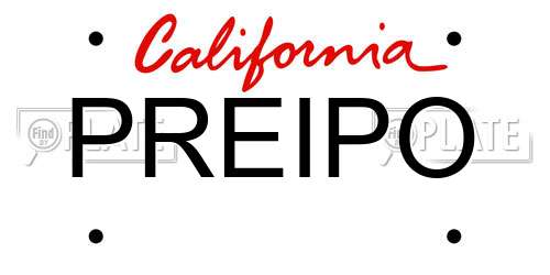 PREIPO California License Plate