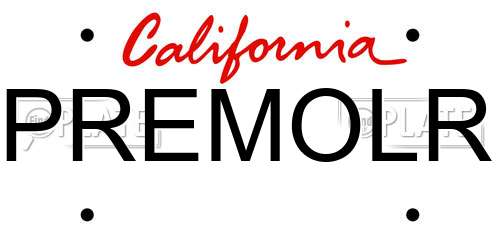 PREMOLR California License Plate