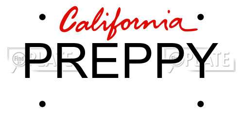 PREPPY California License Plate