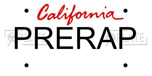 PRERAP California License Plate