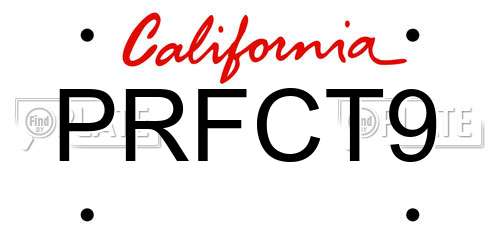 PRFCT9 California License Plate