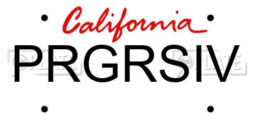 PRGRSIV California License Plate