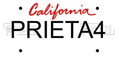 PRIETA4 California License Plate