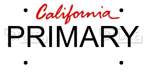 PRIMARY California License Plate