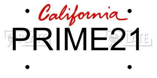 PRIME21 California License Plate