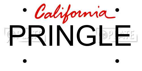PRINGLE California License Plate