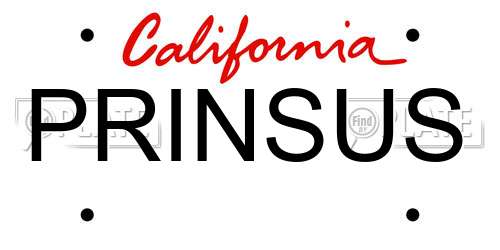 PRINSUS California License Plate