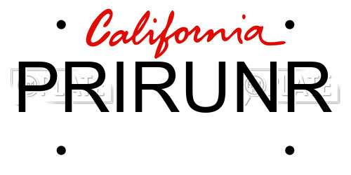 PRIRUNR California License Plate
