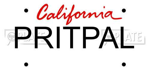 PRITPAL California License Plate