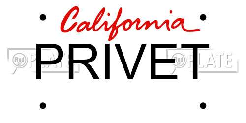 PRIVET California License Plate